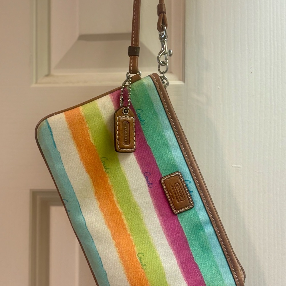Coach Legacy Watercolor Stripe Wristlet